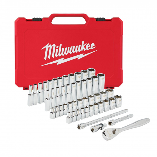Набор метрических и дюймовых головок Milwaukee с воротком 1/4 " 50 шт.