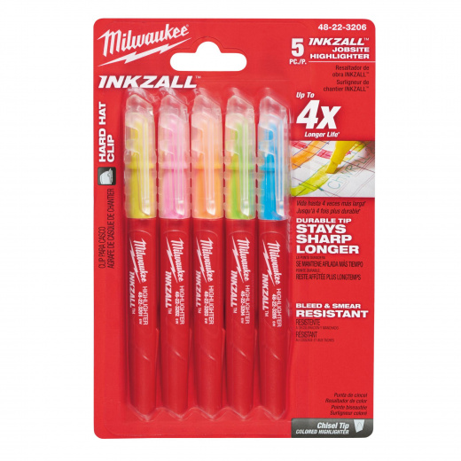 Текстмаркер Milwaukee Inkzall цветные 5 шт.