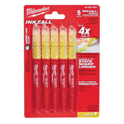 Текстмаркер Milwaukee Inkzall желтый 5 шт.