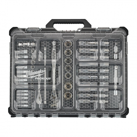 Головки 1/2" и 1/4" с воротками с трещоткой набор 63ед. в органайзере PACKOUT™